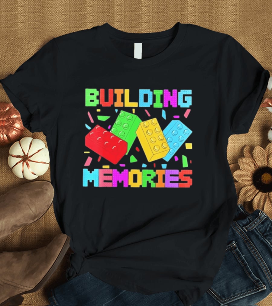 Building Brick Block Memories Colorful Confetti Celebration T-Shirt