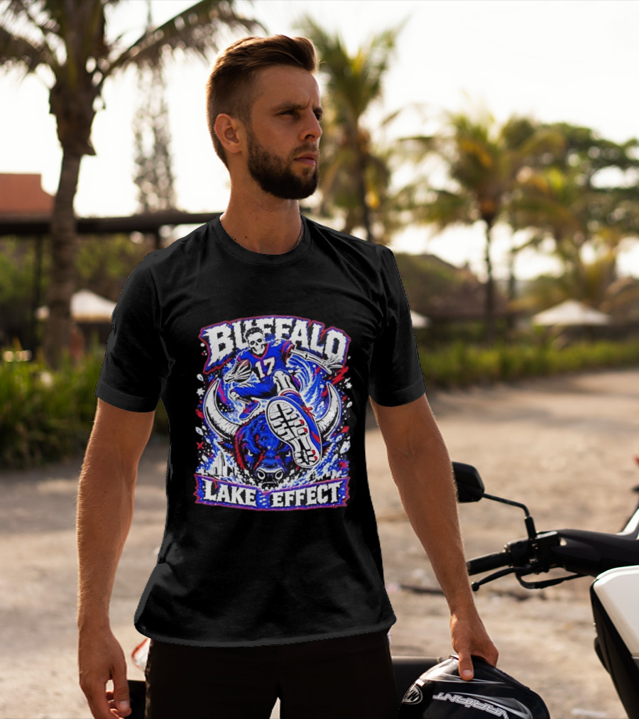Buffalo Bills Lake Effect 17 Football Player Skull Buffalo T-Shirt