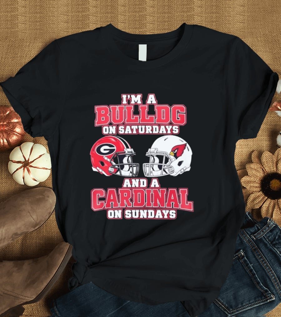I'm A Bulldog On Saturdays And A Cardinal On Sundays Football Helmets T-Shirt