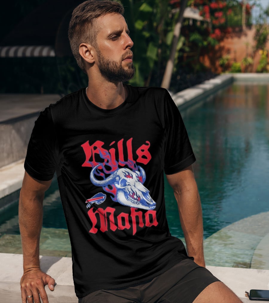 Buffalo Bills Mafia Skull Flames T-Shirt