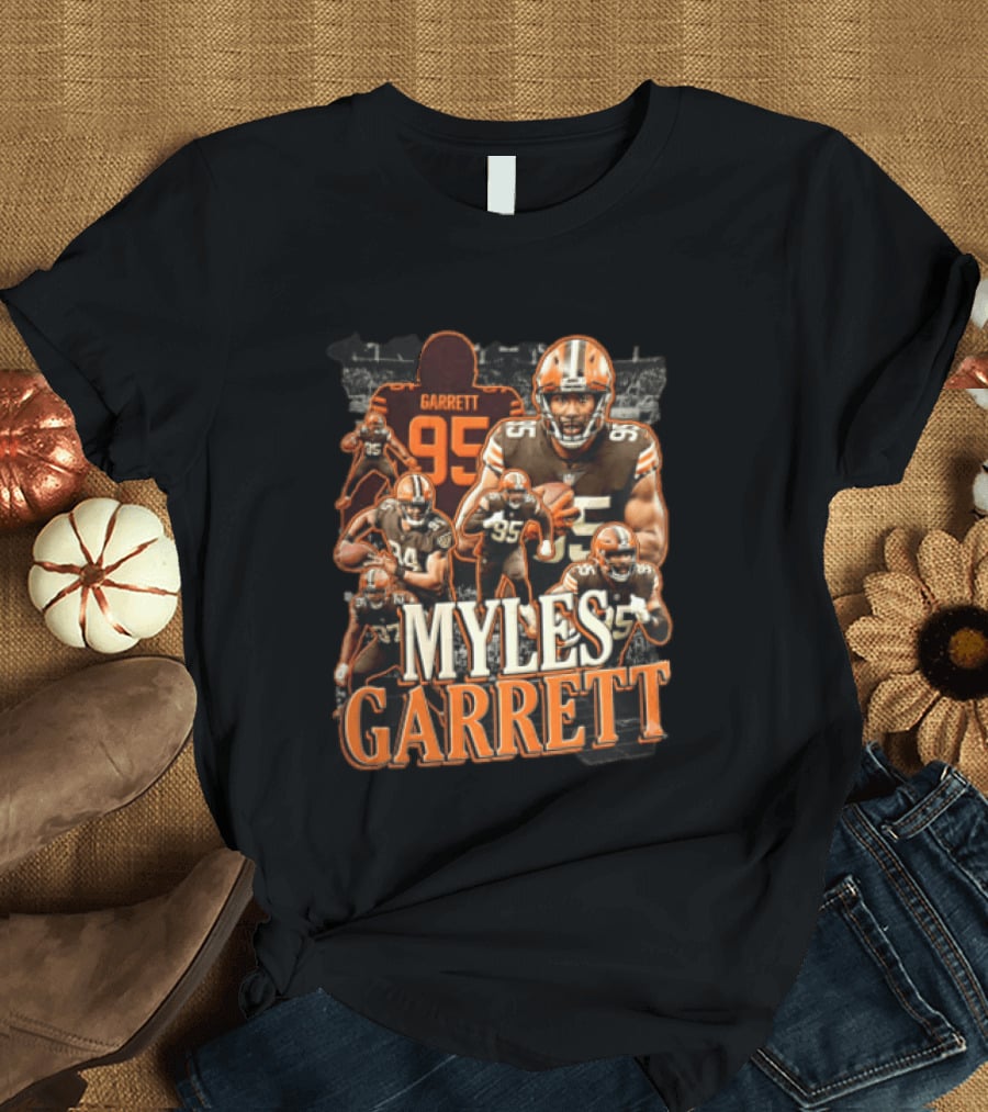 Cleveland Browns Myles Garrett 95 Action Poses Football Player T-Shirt