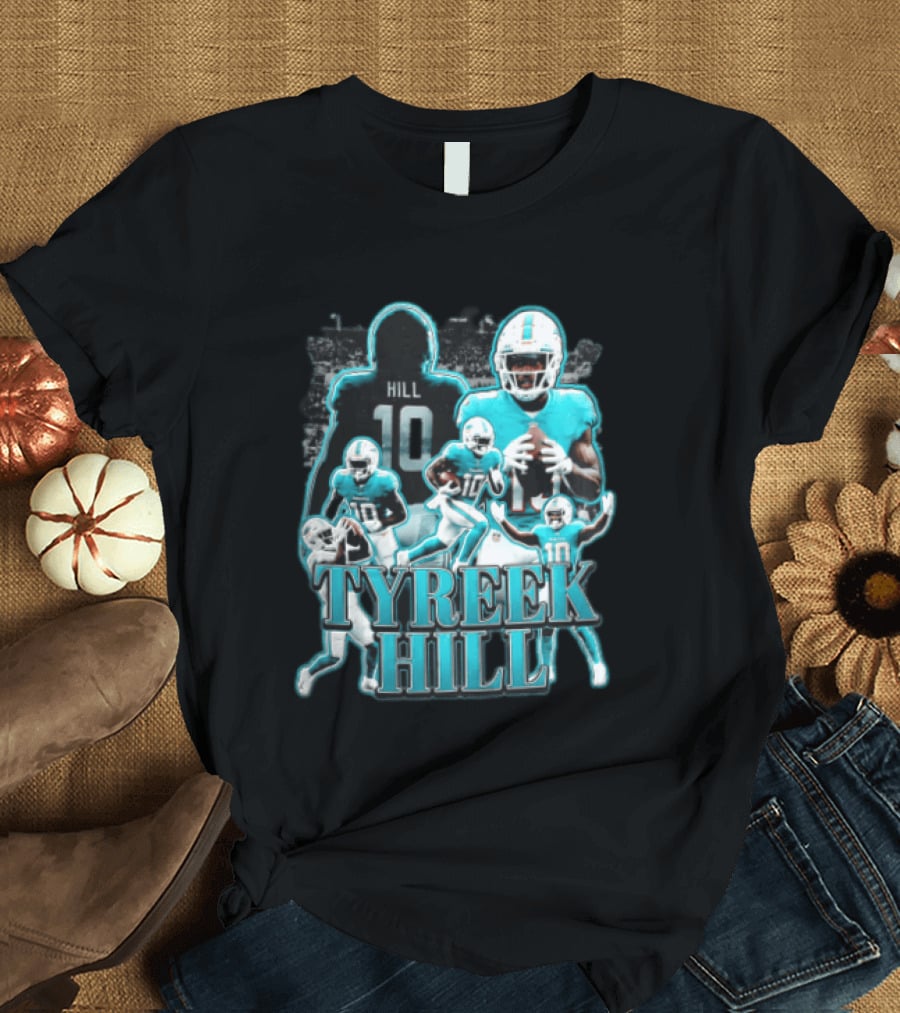 Tyreek Hill Miami Dolphins Football Player Multiple Action Poses T-Shirt