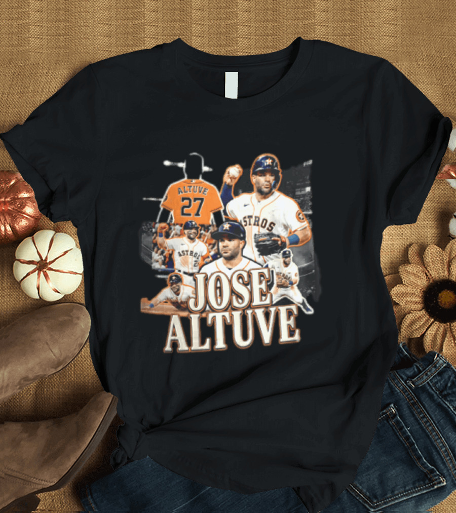 Houston Astros Jose Altuve 27 Collage Baseball Player T-Shirt