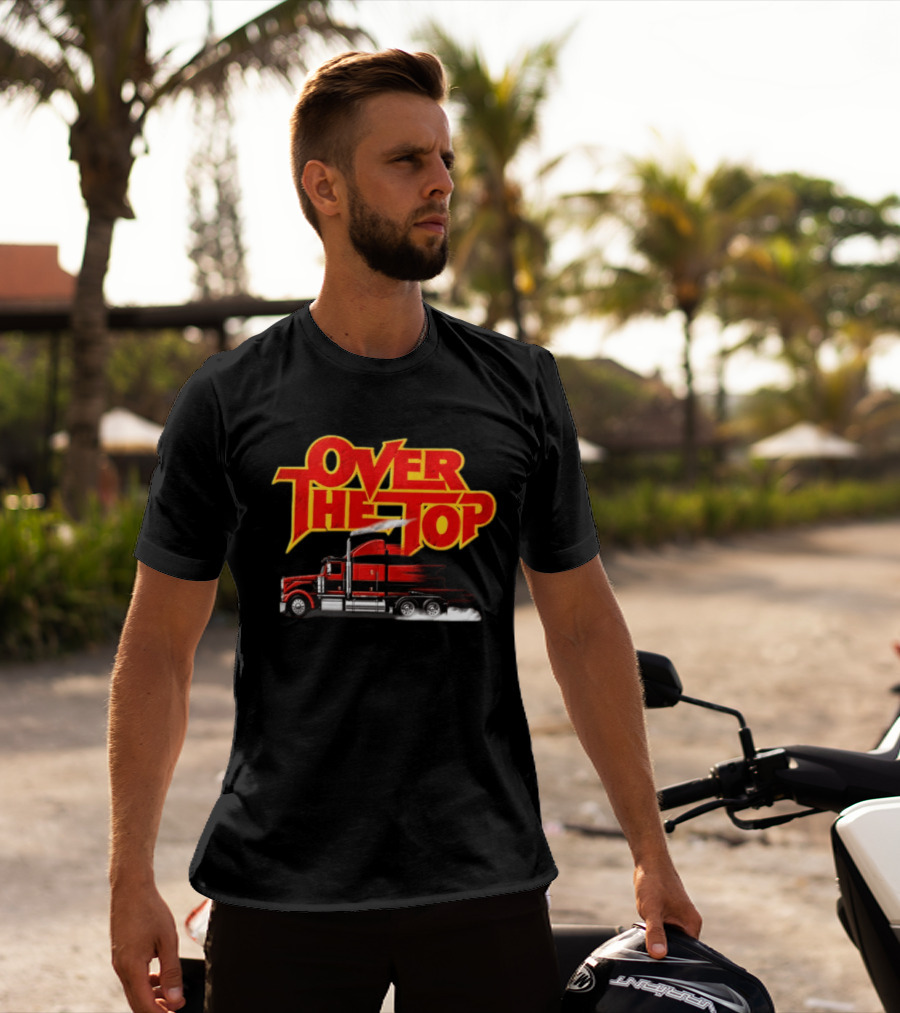 Over The Top Red Black Semi Truck Speeding T-Shirt