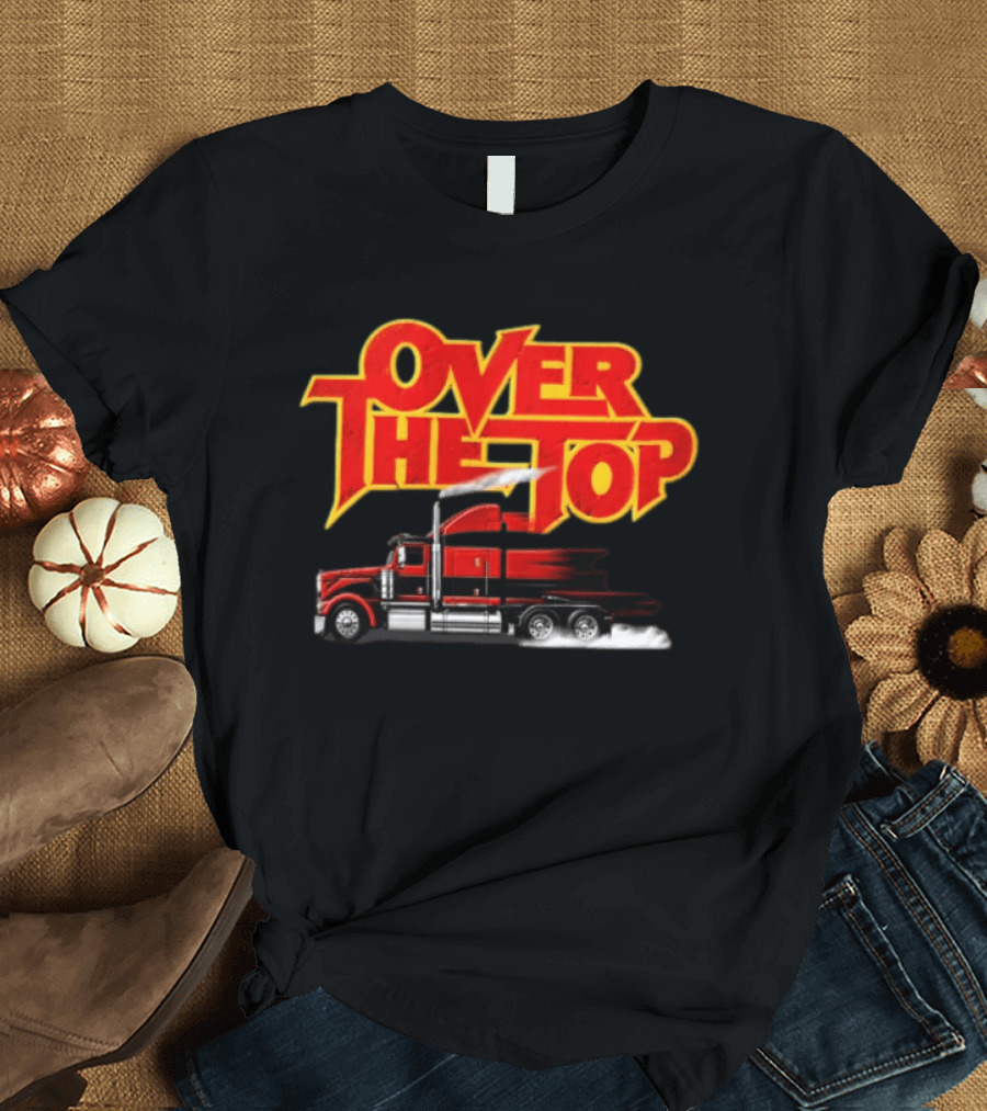 Over The Top Red Black Semi Truck Speeding T-Shirt