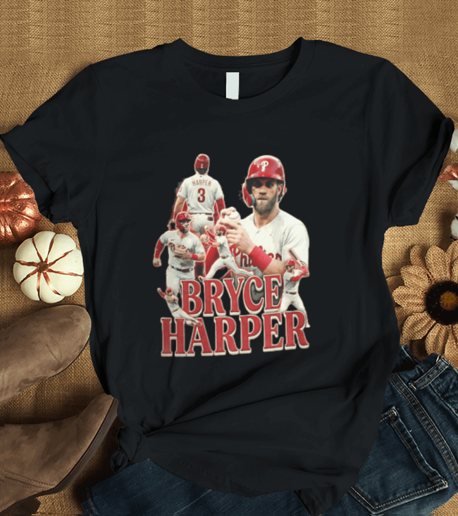 Philadelphia Phillies Bryce Harper Baseball Poses Vintage Look T-Shirt