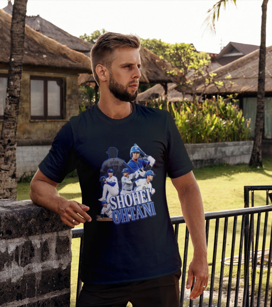 Los Angeles Dodgers Shohei Ohtani Baseball Player Collage T-Shirt