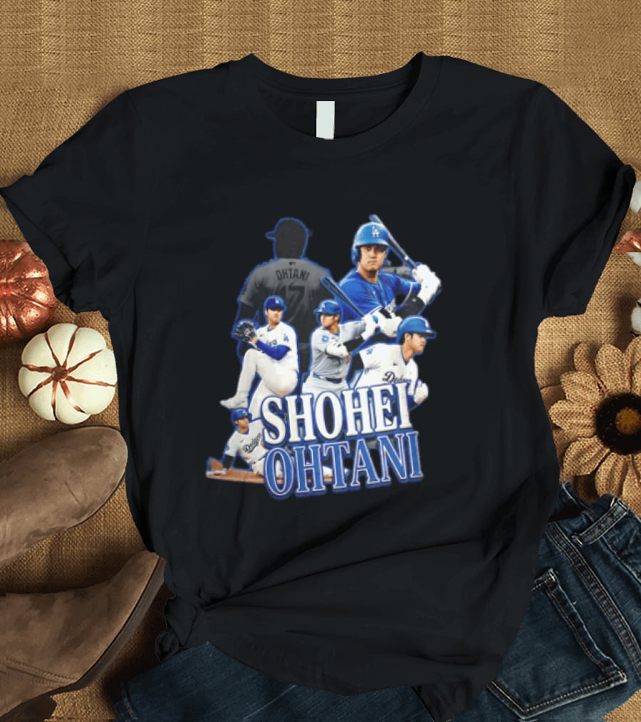 Los Angeles Dodgers Shohei Ohtani Baseball Player Collage T-Shirt