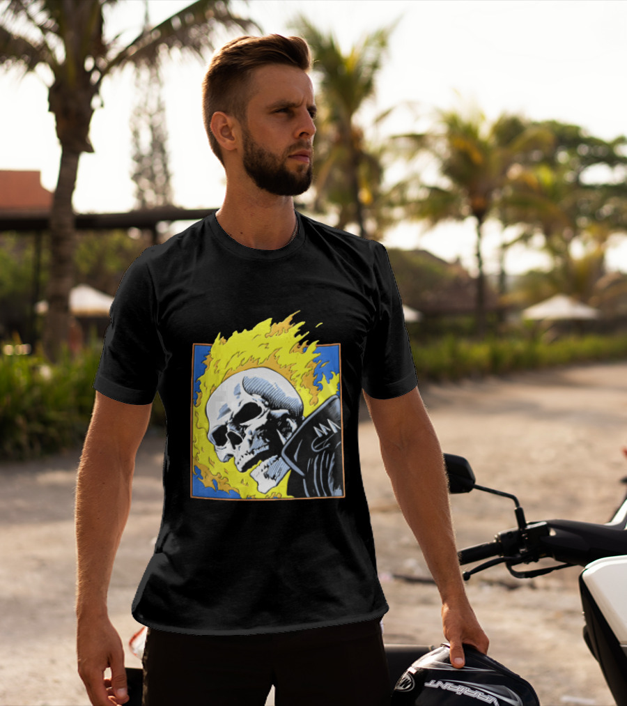 Marvel Ghost Rider Flaming Skull 1976 Comic Cover T-Shirt