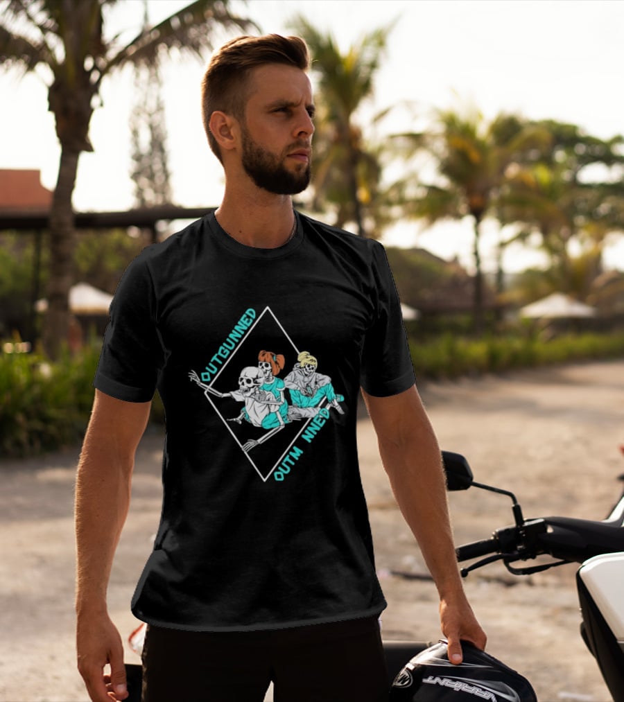 Outgunned Outmanned Skeleton Trio Casual T-Shirt