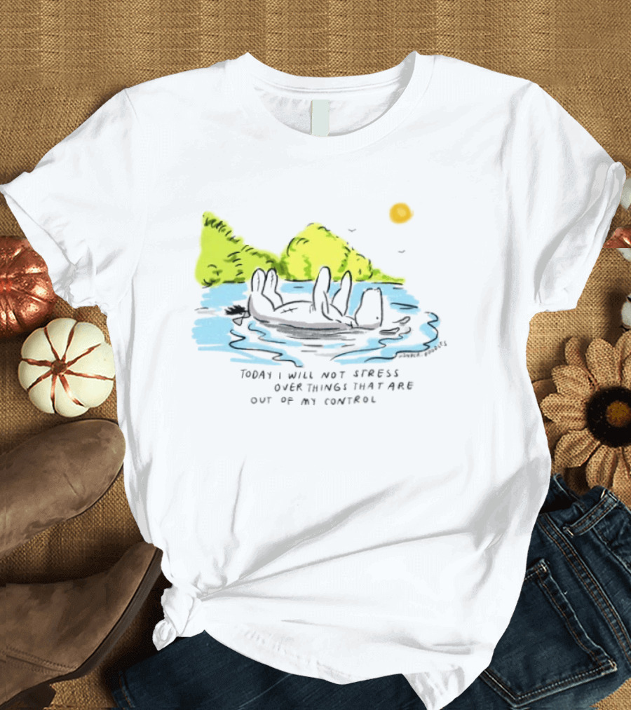 Eeyore Floating Relaxed With Sun Today I Will Not Stress Over Things That Are Out Of My Control T-Shirt
