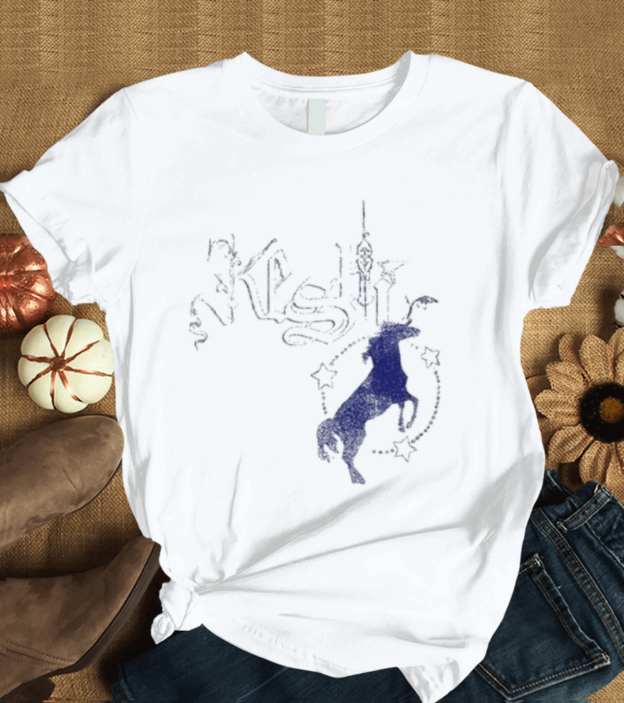 Keshi Stallion Star Circle Horse Blue T-Shirt
