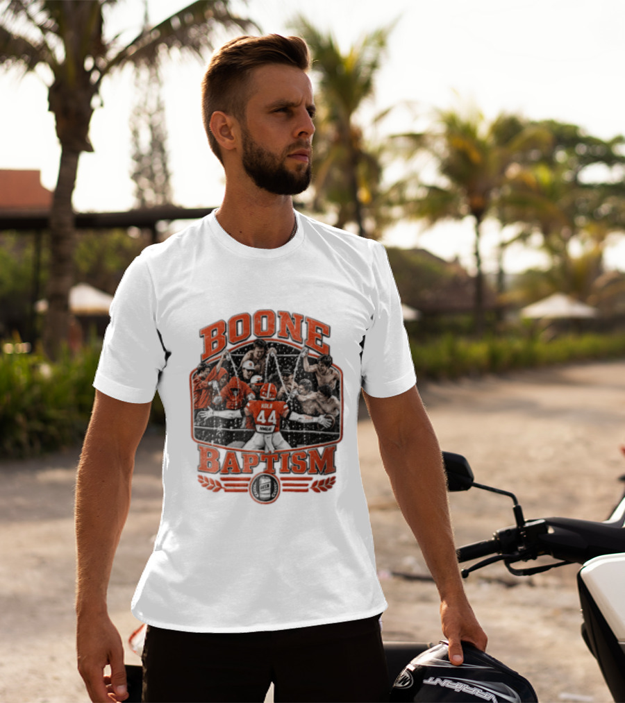 Boone Baptism Kolb Douglas Football Players Spraying Beer Celebration T-Shirt