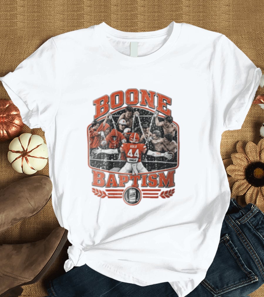 Boone Baptism Kolb Douglas Football Players Spraying Beer Celebration T-Shirt