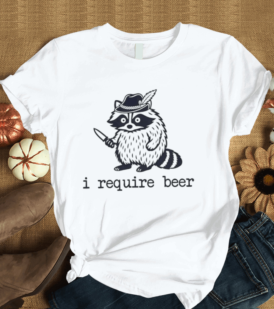 Raccoon With A Knife I Require Beer Animal Hat T-Shirt