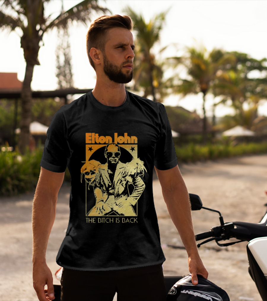 Elton John The Bitch Is Back Retro Style Gold T-Shirt