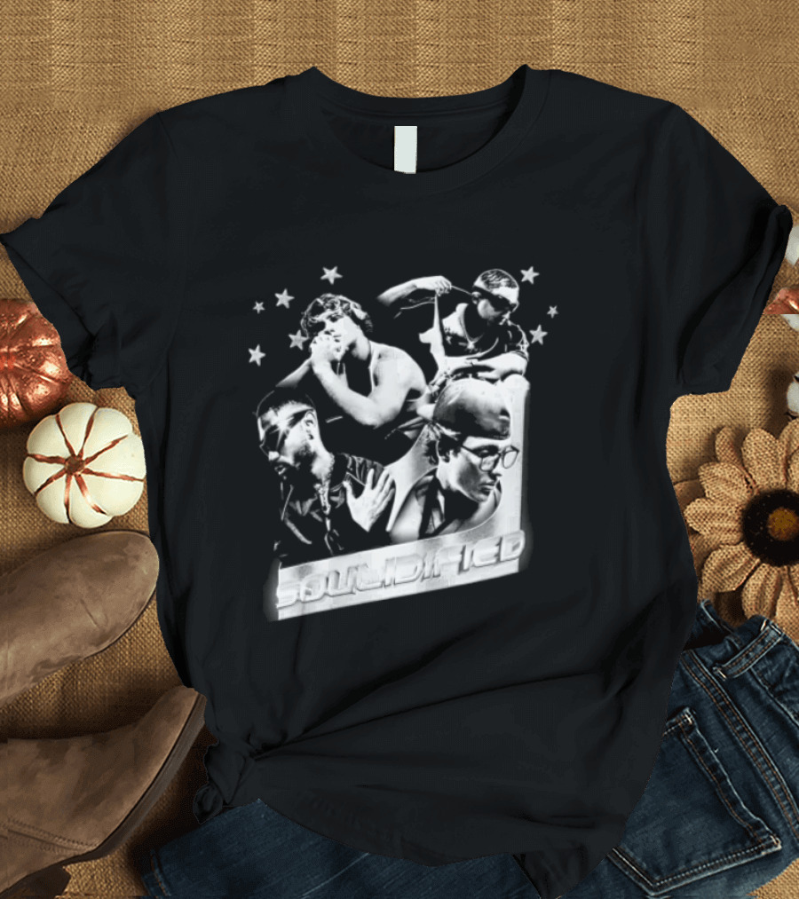 Four Men Stars Solidified Black White T-Shirt