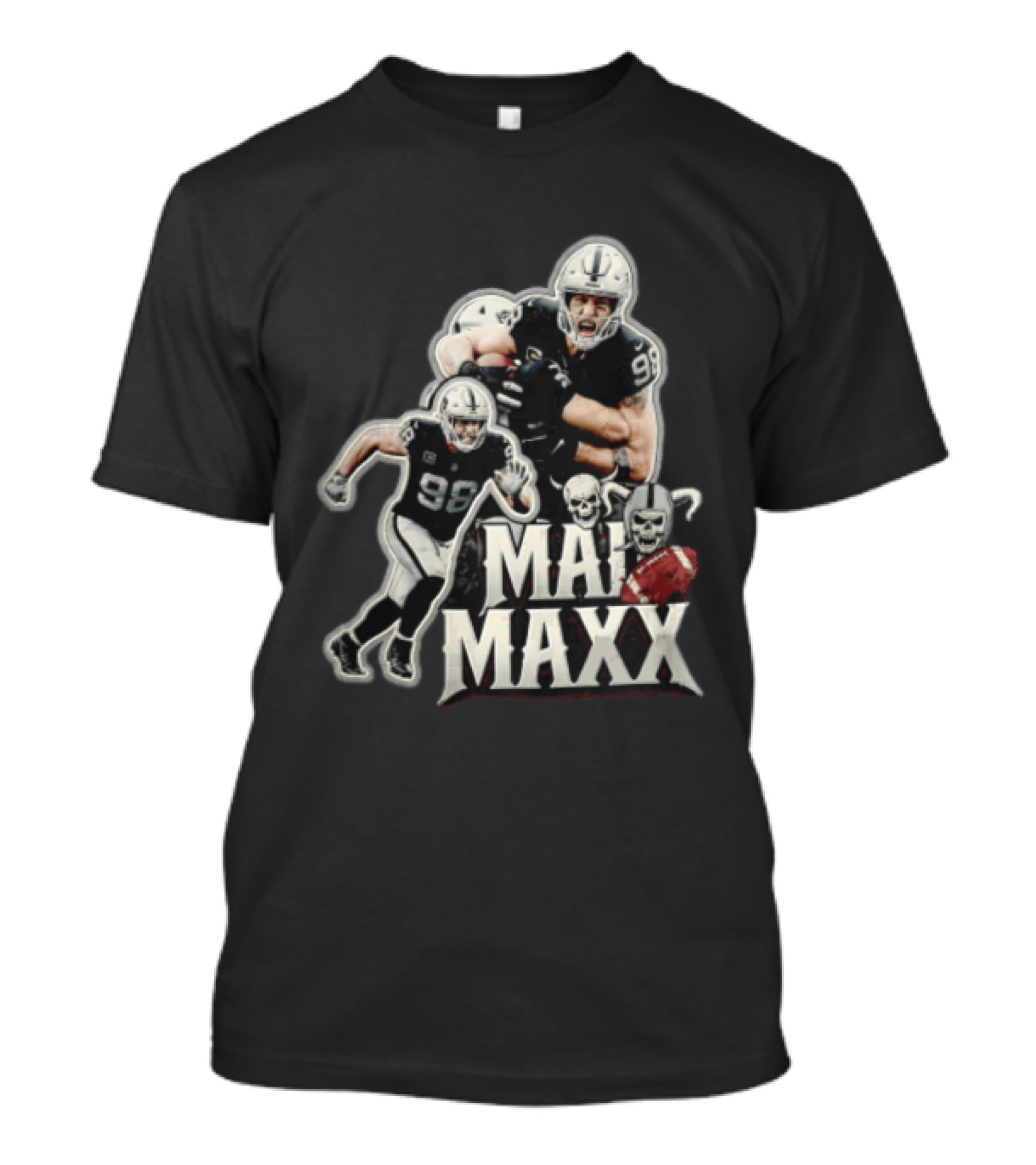 Las Vegas Raiders Maxx Crosby Mad Maxx Skulls Football T-Shirt