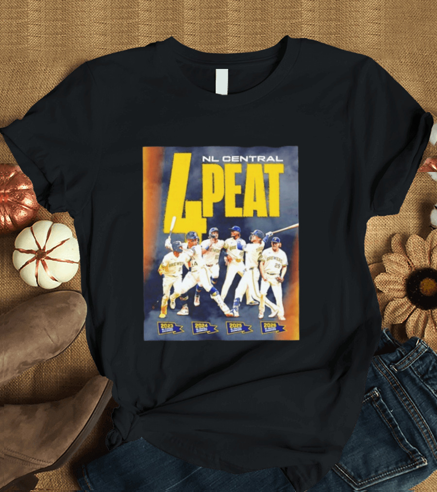 Milwaukee Brewers 4 Peat NL Central Champs 2023 2026 Players Edition T-Shirt