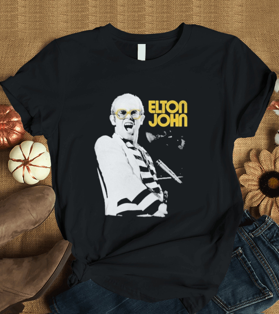 Elton John Classic Concert Series Iconic Glasses And Microphone T-Shirt