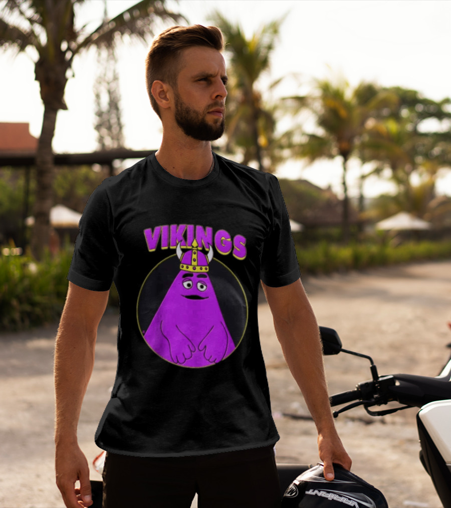Vikings Purple Character With Horned Helmet T-Shirt