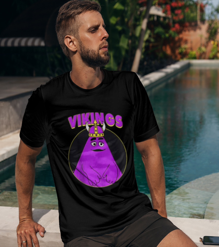 Vikings Purple Character With Horned Helmet T-Shirt