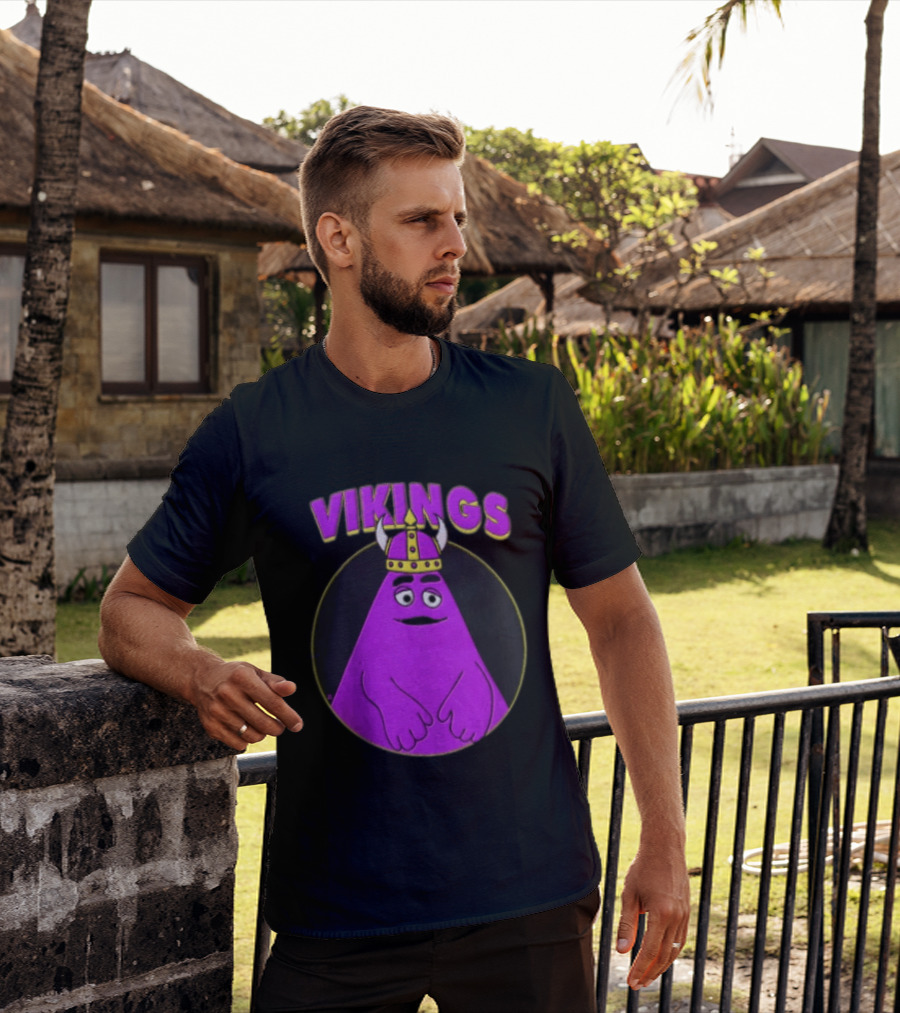 Vikings Purple Character With Horned Helmet T-Shirt