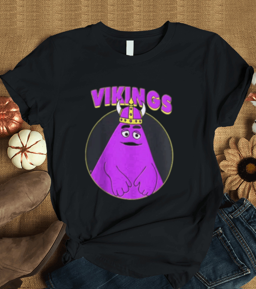 Vikings Purple Character With Horned Helmet T-Shirt
