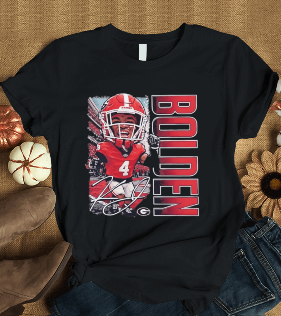 Georgia Bulldogs Football KJ Bolden No 4 Bobble Head Caricature T-Shirt