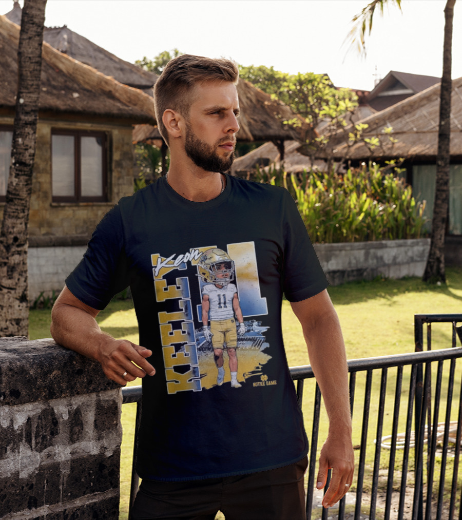 Notre Dame Fighting Irish Keon Keeley No 11 NCAA Football Caricature T-Shirt