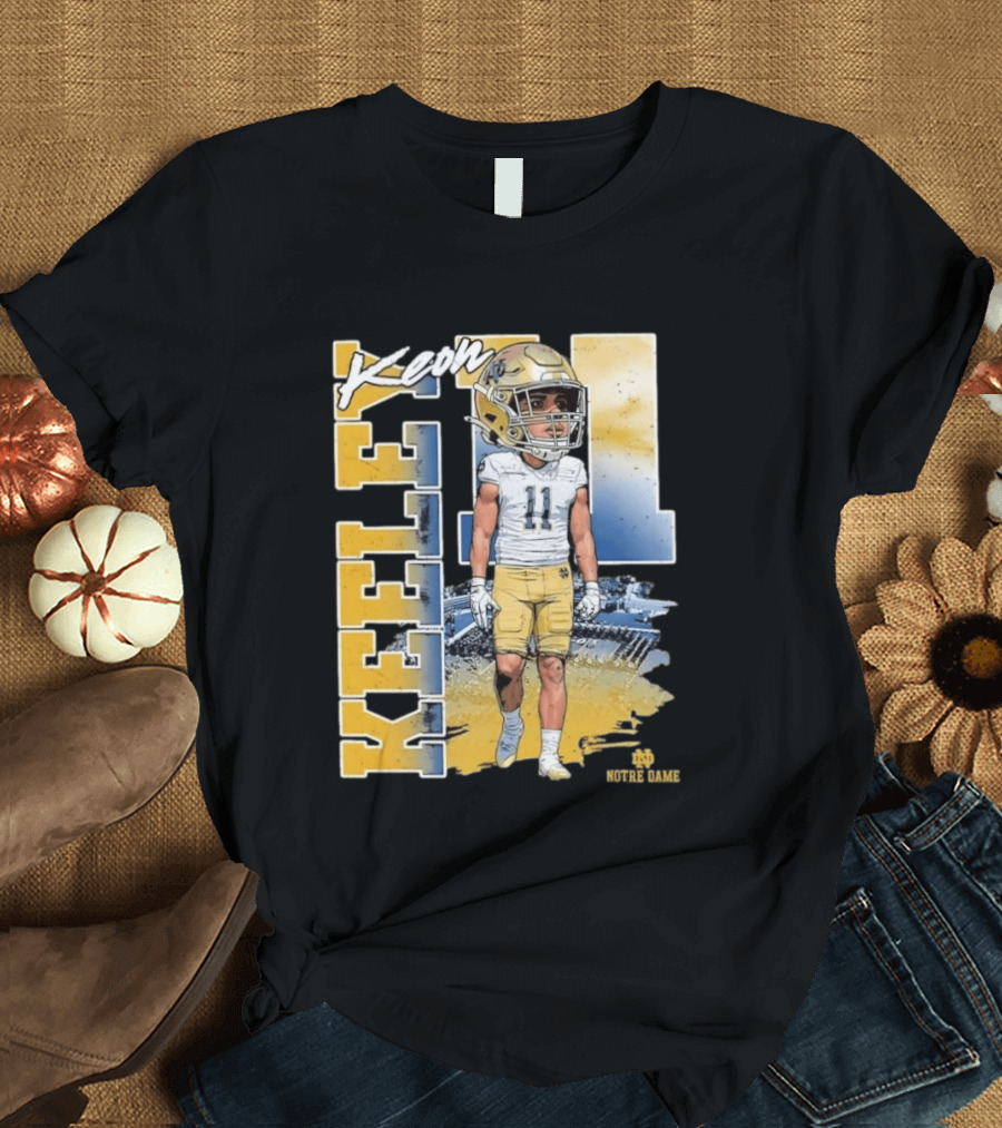 Notre Dame Fighting Irish Keon Keeley No 11 NCAA Football Caricature T-Shirt
