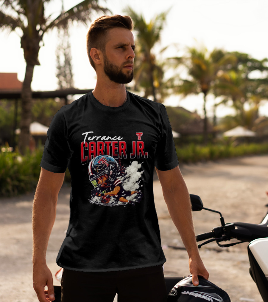 Terrance Carter Jr Texas Tech Red Raiders NCAA Football Bobblehead Caricature T-Shirt