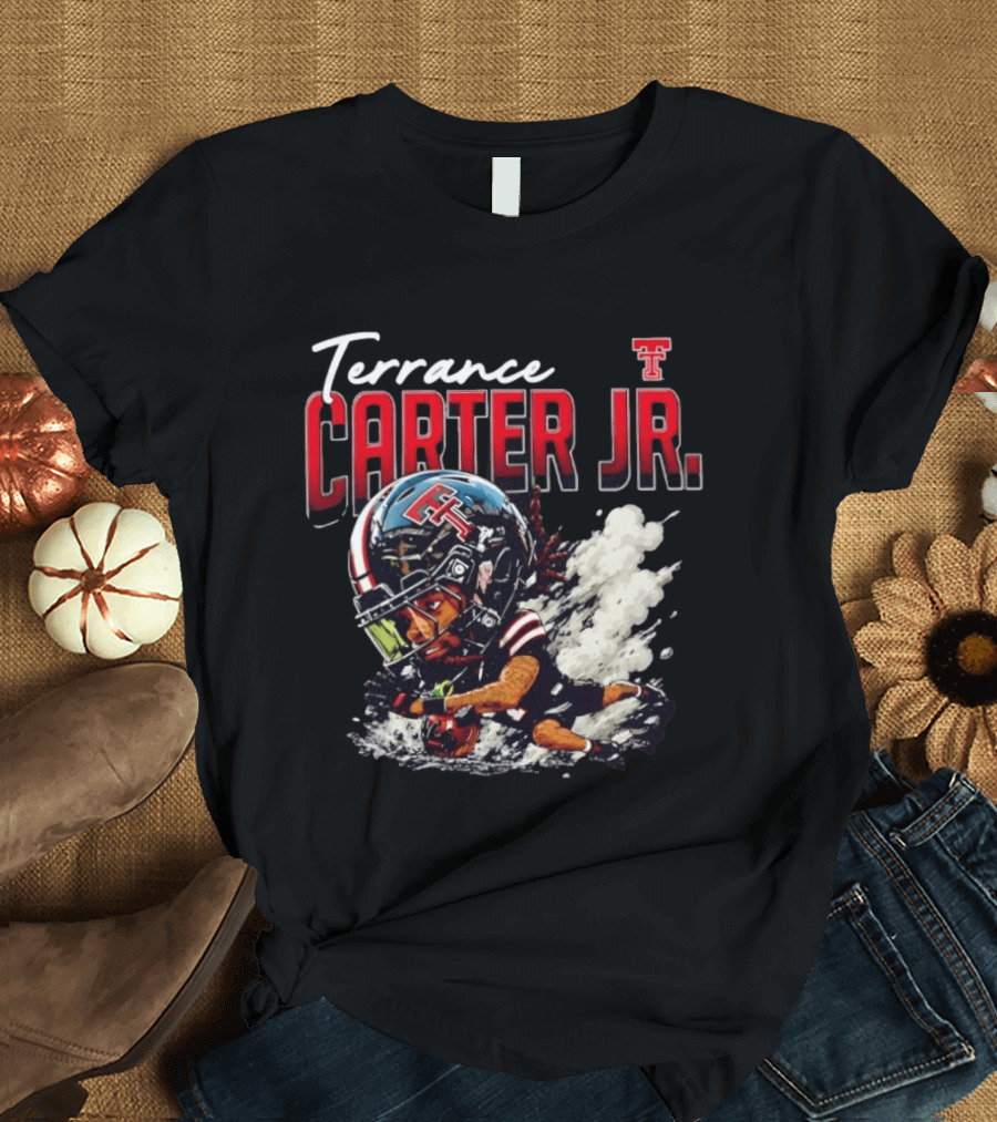 Terrance Carter Jr Texas Tech Red Raiders NCAA Football Bobblehead Caricature T-Shirt