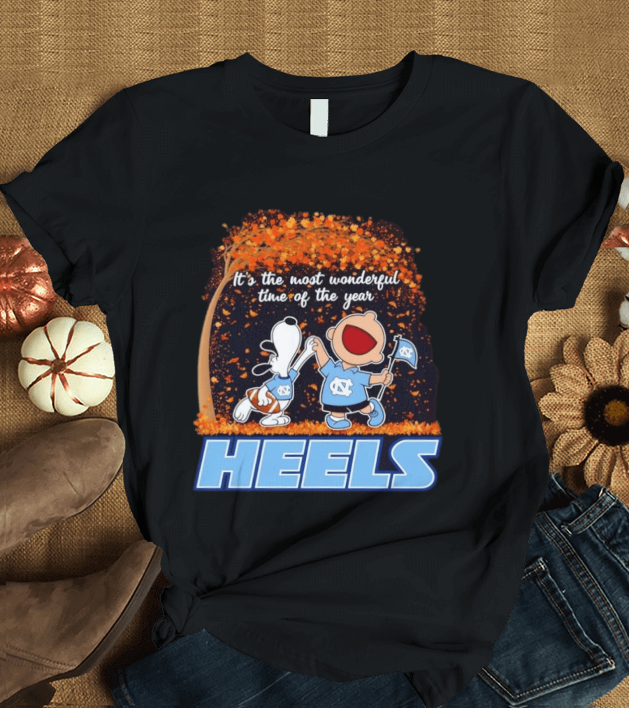 It's The Most Wonderful Time Snoopy Charlie Brown Dancing North Carolina Tar Heels T-Shirt