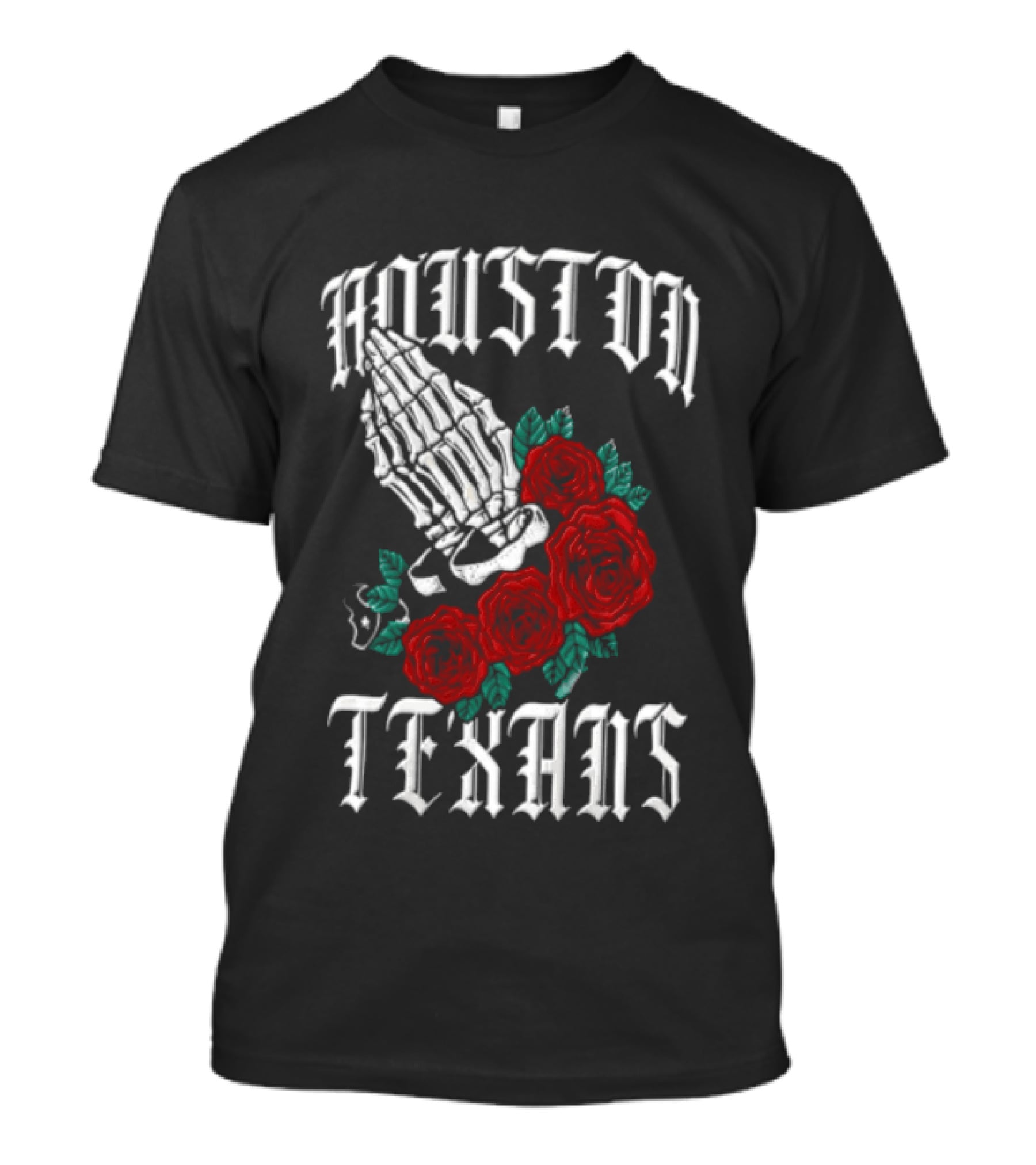 Houston Texans Praying Hands Red Roses Dia De Los Muertos T-Shirt