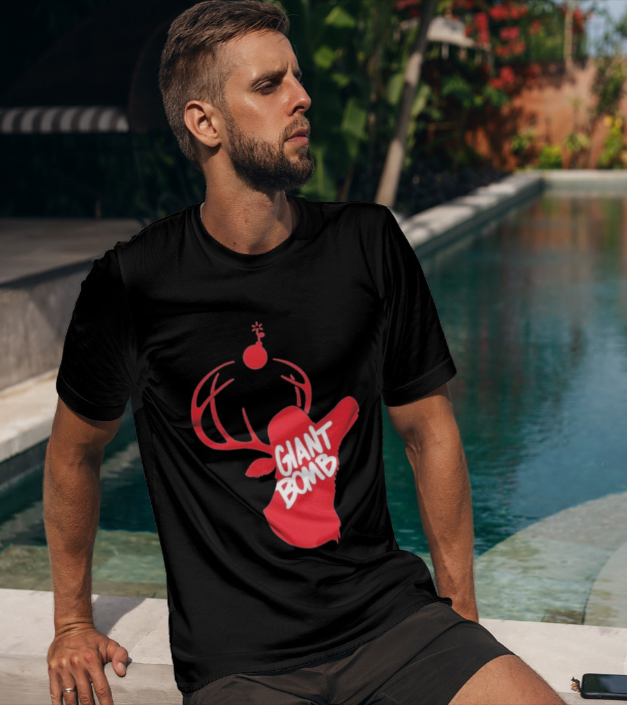 Giant Bomb Red Deer Antlers With Bomb T-Shirt