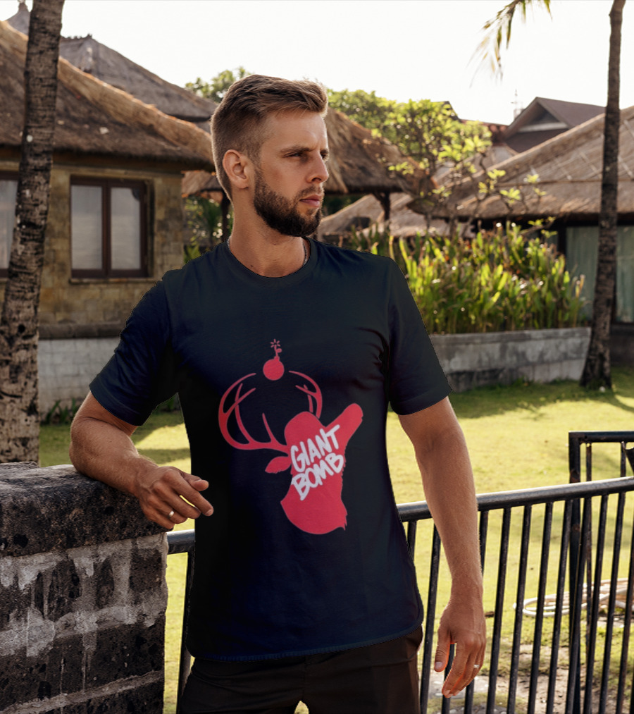 Giant Bomb Red Deer Antlers With Bomb T-Shirt