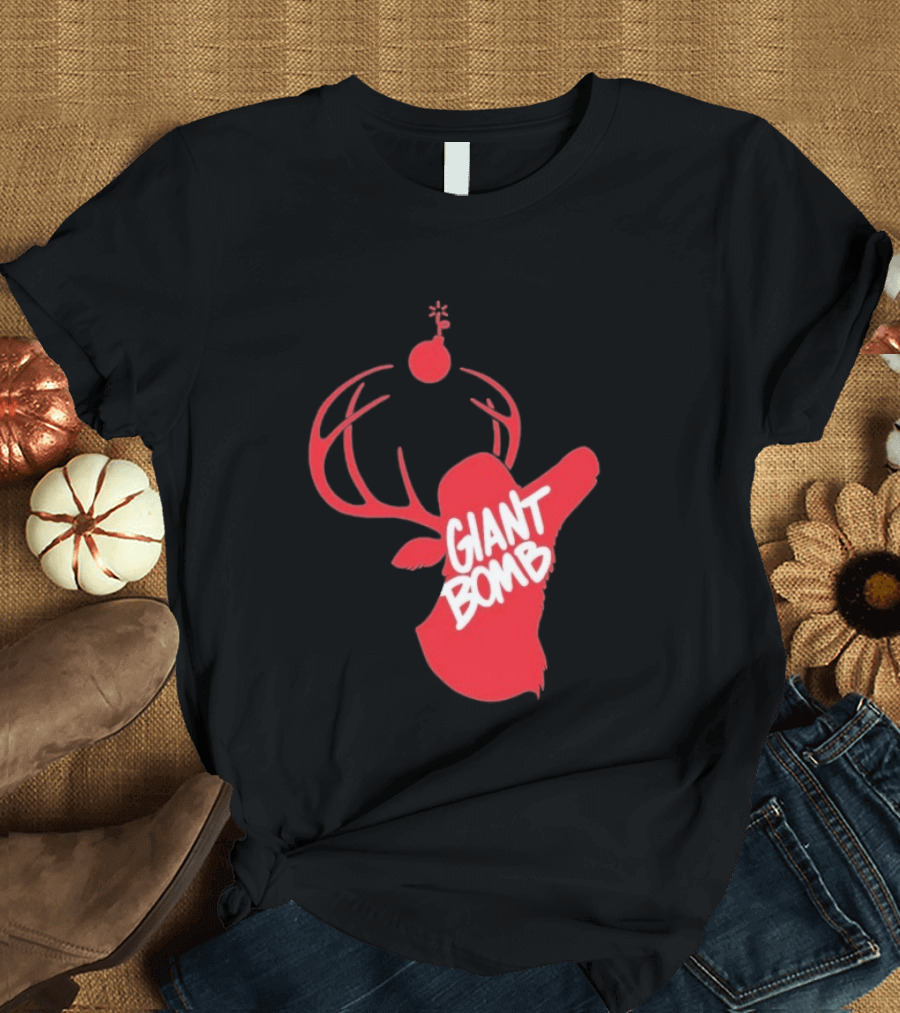 Giant Bomb Red Deer Antlers With Bomb T-Shirt