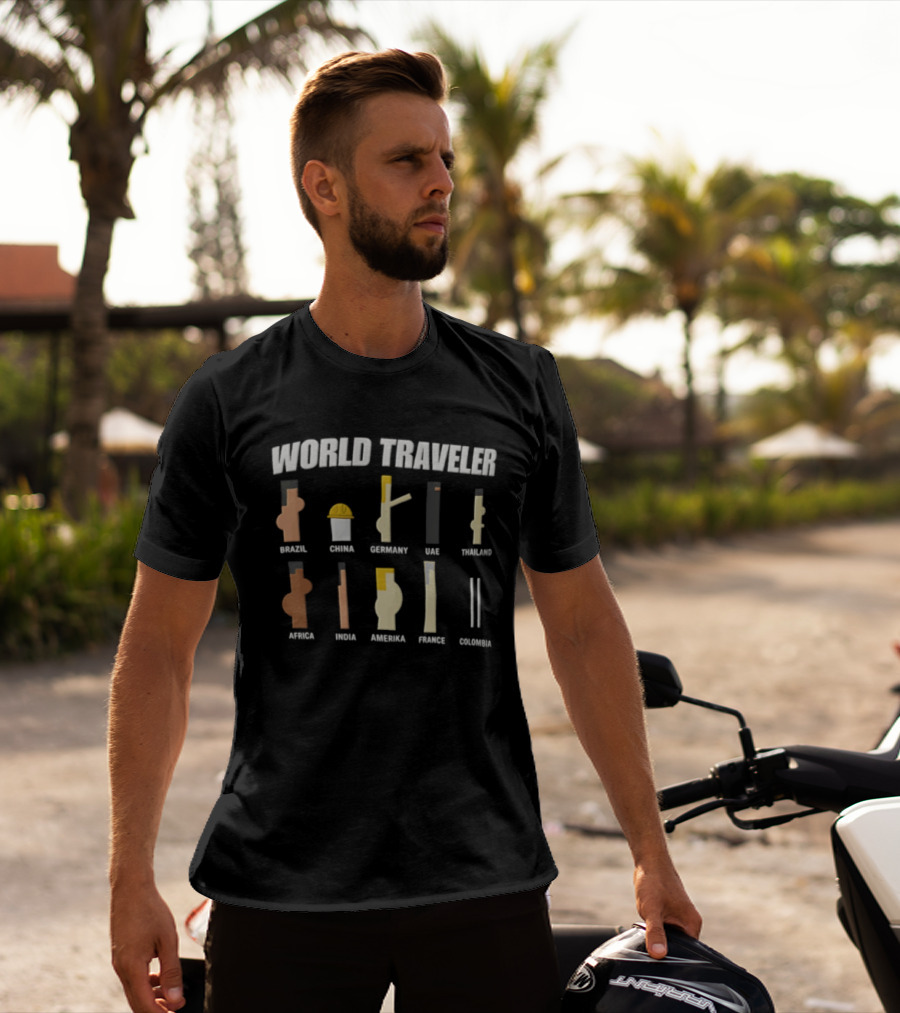 World Traveler Israel China Germany USA Holland Africa India France Japan Colombia T-Shirt