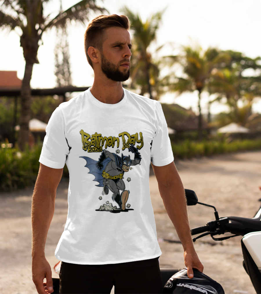 Batman Day 2026 Cartoon Running With Batarang T-Shirt