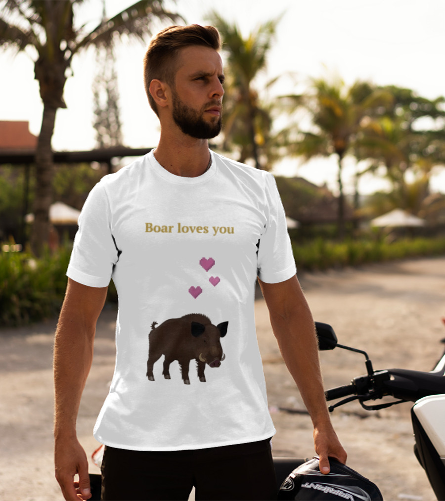 Boar Loves You With Pink Hearts T-Shirt