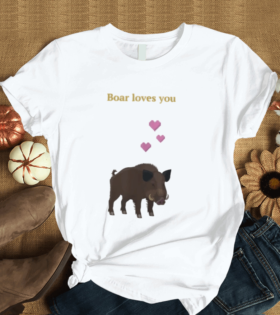 Boar Loves You With Pink Hearts T-Shirt