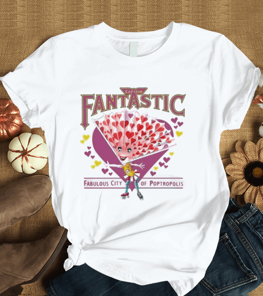 Captain Fantastic Elton John Fabulous City Of Poptropolis Girls Hearts T-Shirt