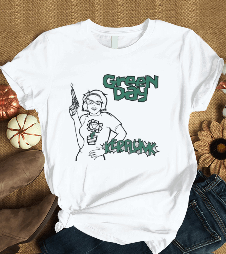 Green Day Kerplunk Vintage Character Holding Flower Pot T-Shirt