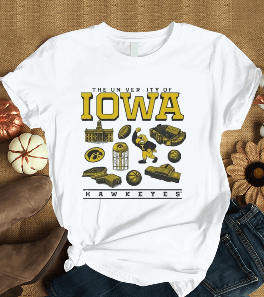 The University Of Iowa Hawkeyes Football Iconography Island T-Shirt
