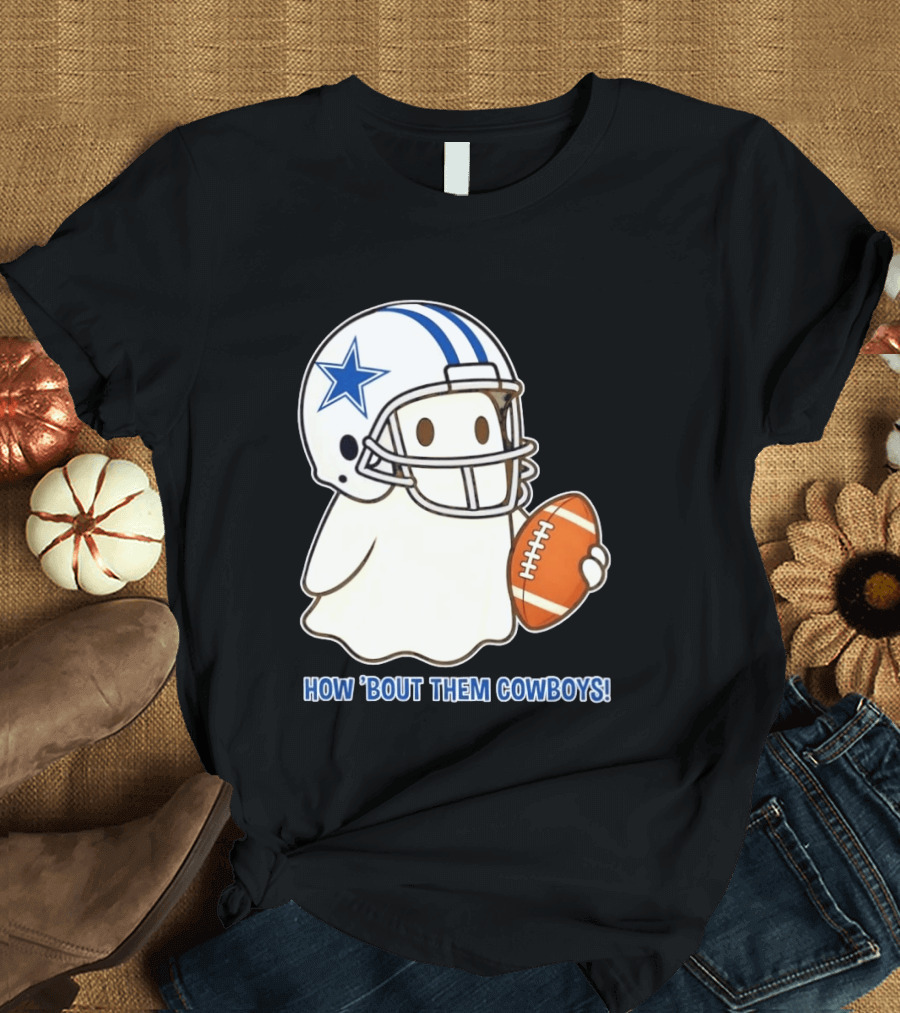 Dallas Cowboys How 'Bout Them Cowboys Halloween Ghost Football Star Helmet Football T-Shirt