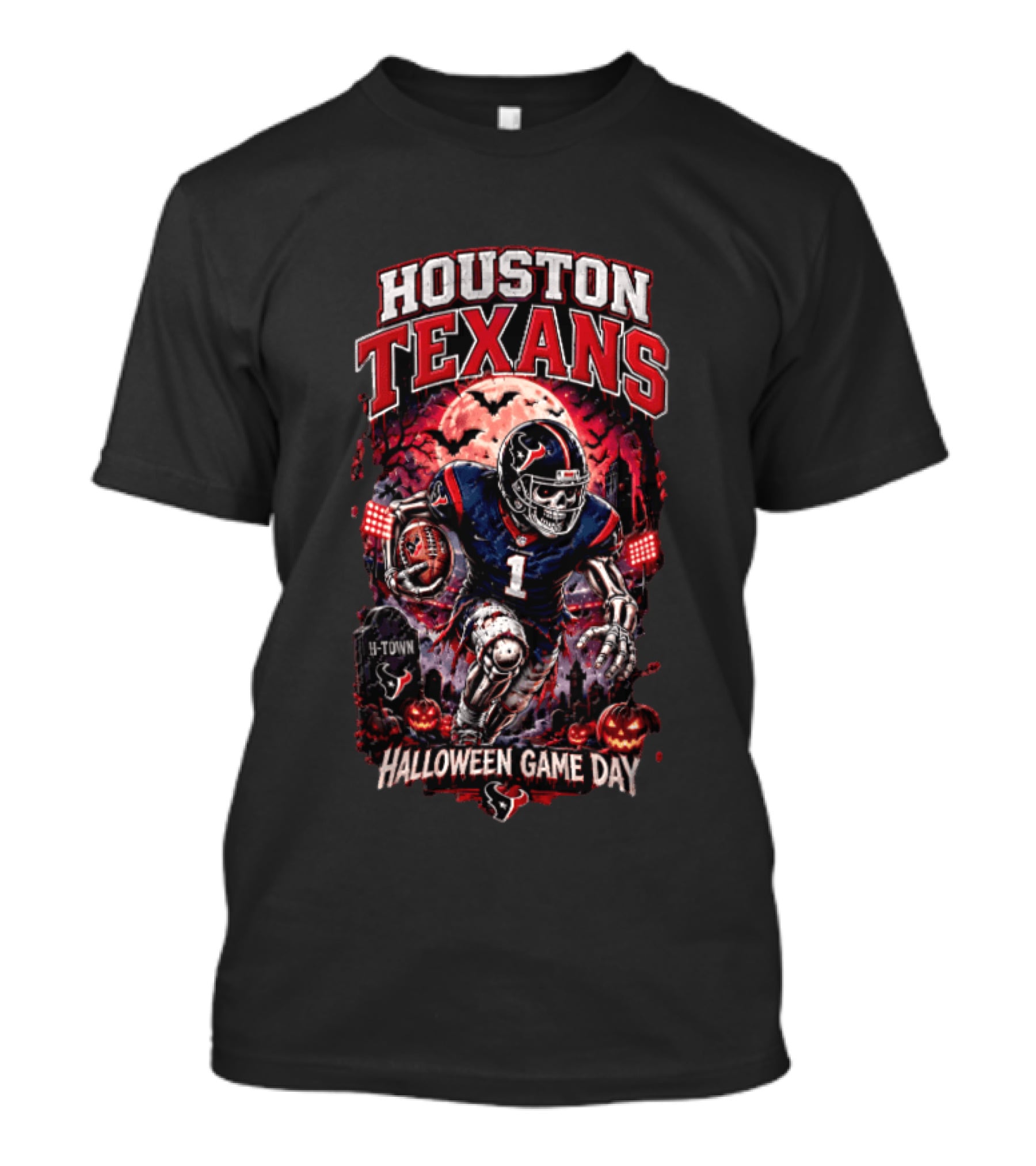 Halloween Game Day Houston Texans Never Fear The Night H Town Football T-Shirt
