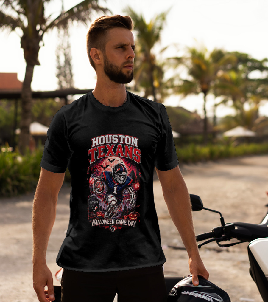 Halloween Game Day Houston Texans Never Fear The Night H Town Football T-Shirt