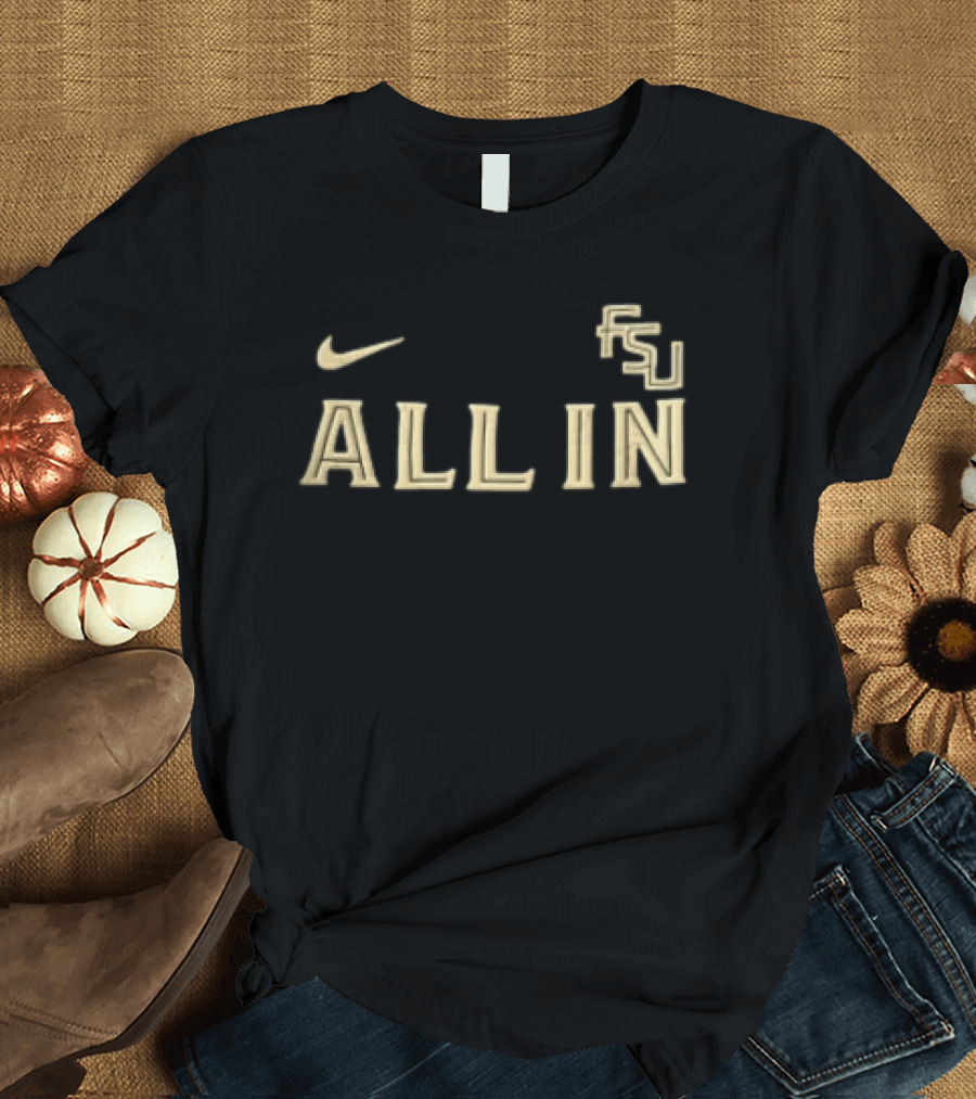 Nike Florida State University FSU All In Gold Black T-Shirt
