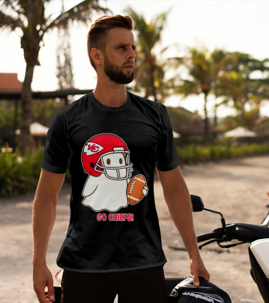 Kansas City Chiefs Go Chiefs Halloween Ghost Football Helmet T-Shirt